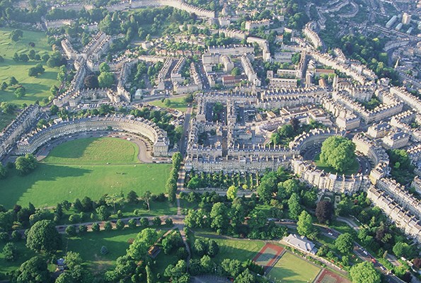 Aerial View of the Circus and Royal Crescent copyright Bath & North East Somerset Council